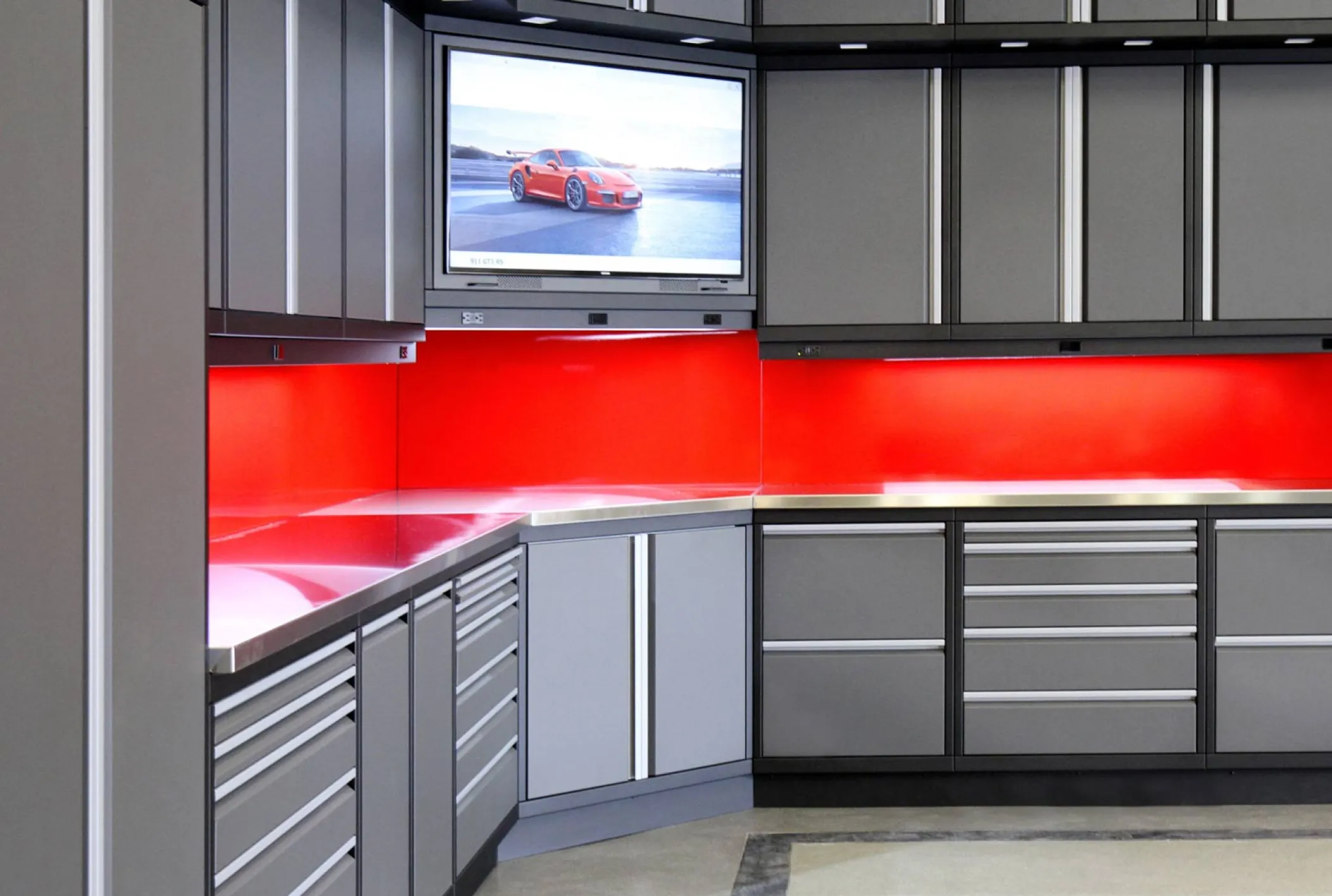 Corner Cabinets Image, showcasing corner cabinets designed to maximize space utilization in a garage, featuring a compact design that fits into tight corners and provides ample storage options.