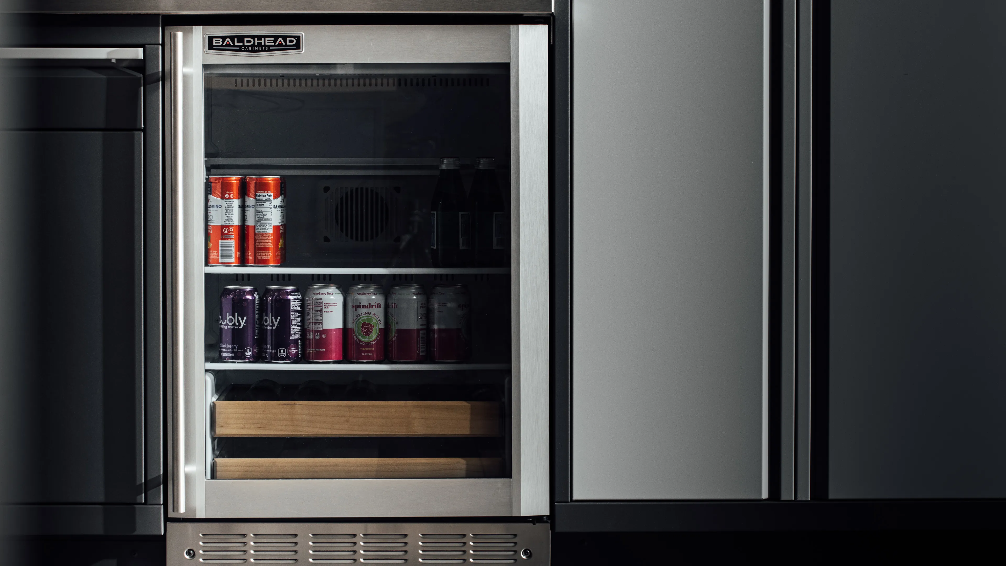 Mini-Refrigerator Image, highlighting the compact size and sleek design of a mini-refrigerator, designed for efficient storage and convenience in a garage setting.